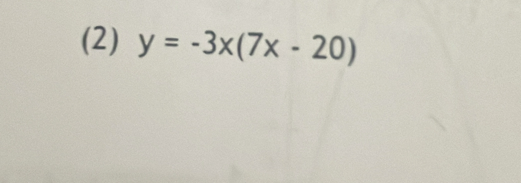 (2) y=-3x(7x-20)