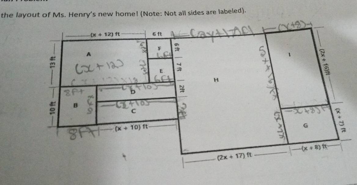 the layout of Ms. Henry's new home! (Note: Not all sides are labeled).