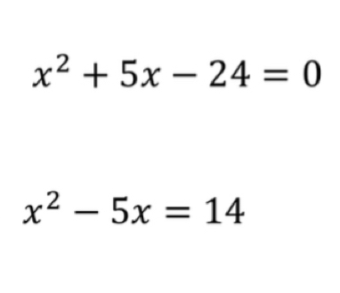 x^2+5x-24=0
x^2-5x=14