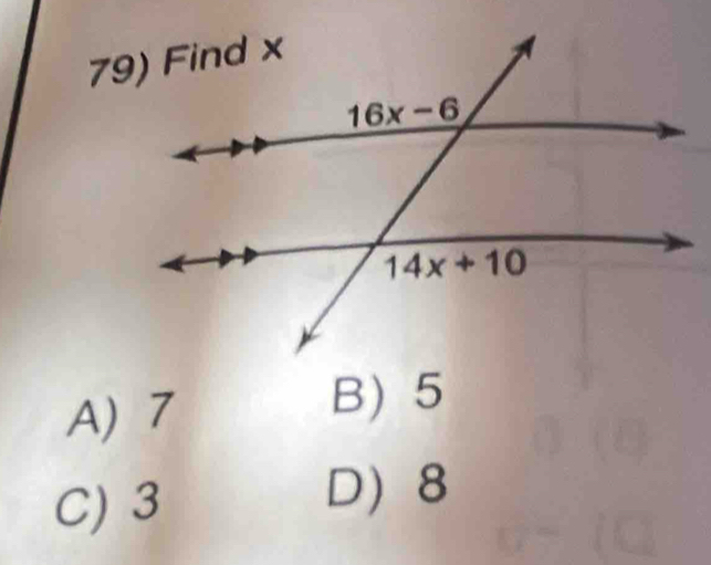 A) 7
B) 5
C) 3
D 8