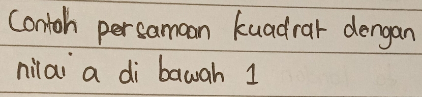 Contoh persamoan kuadrar dengan 
nilai a di bawah 1