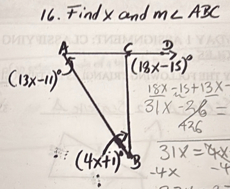 FindX and m∠ ABC
-4