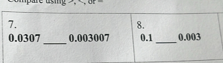 using , , or =