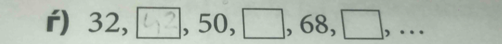 32, □, 50, □, 68, □, ...