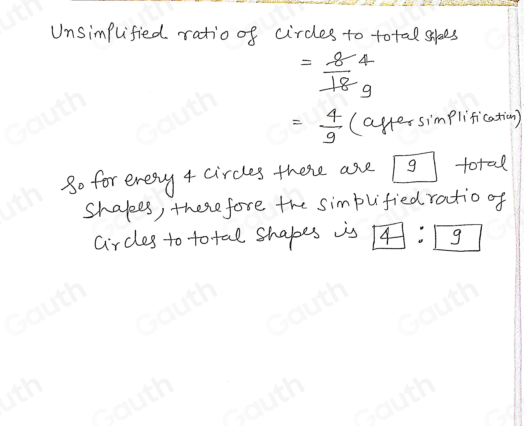 Solved: Find the ratio of circles to total shapes in the diagram below ...