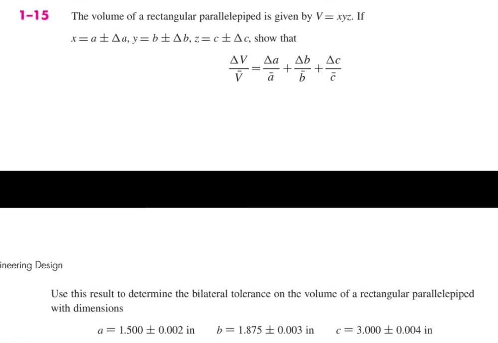 Solved: 1-15 The volume of a rectangular parallelepiped is given by V ...