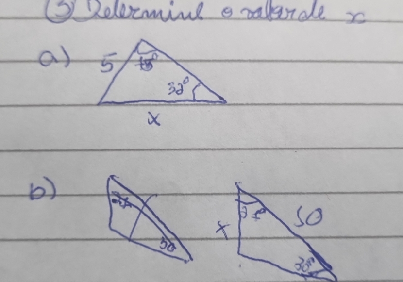 ③Relocminl a calrdle x
a)
b)
5° so
×
30°