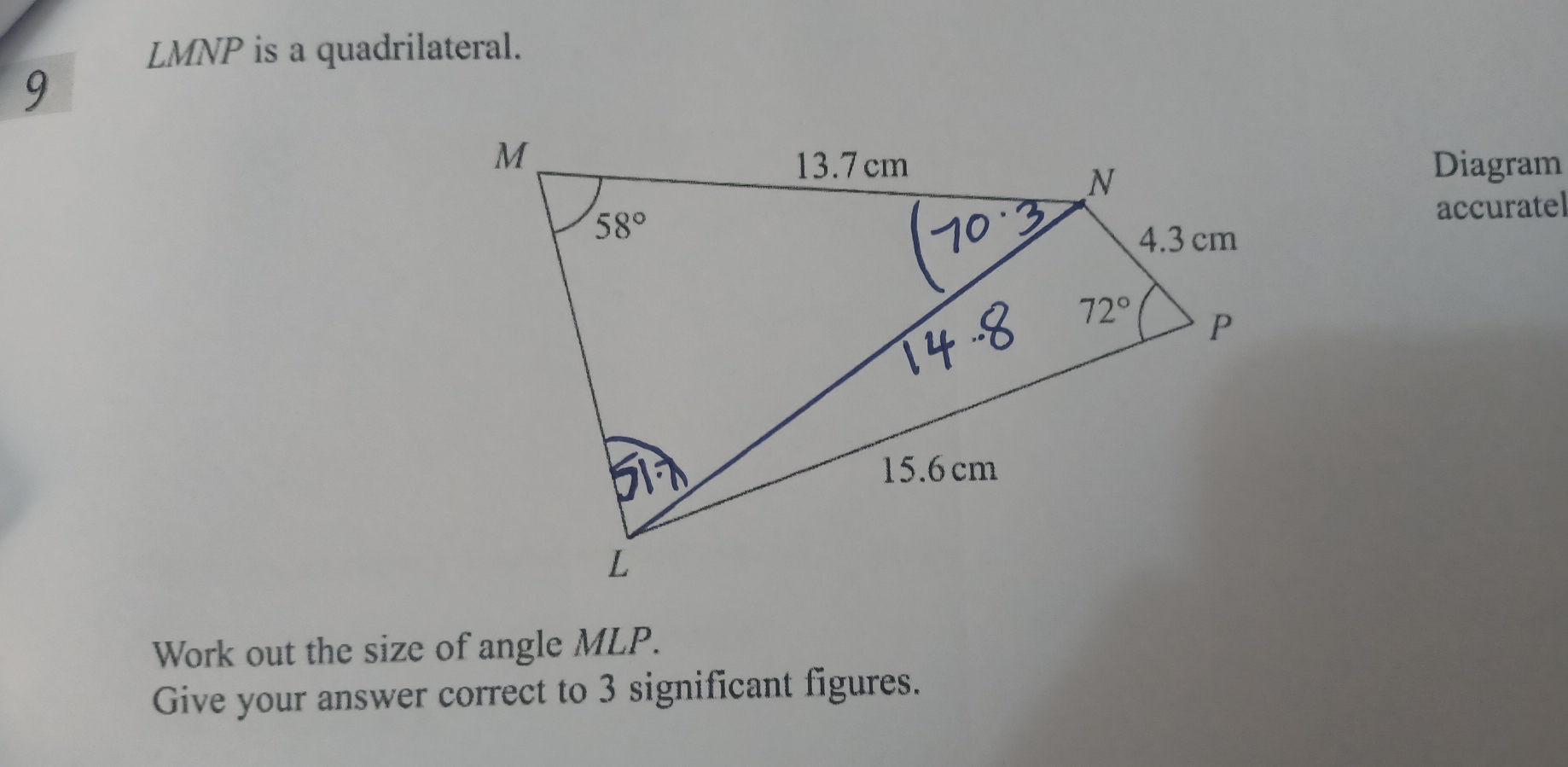 Solved: LMNP is a quadrilateral. 9 Diagram accuratel Work out the size ...