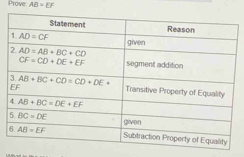 Prove: AB=EF
W