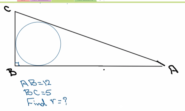 BC=5
Find r= ?