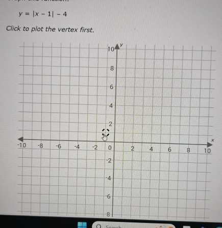 y=|x-1|-4
Click to plot the vertex first.
x