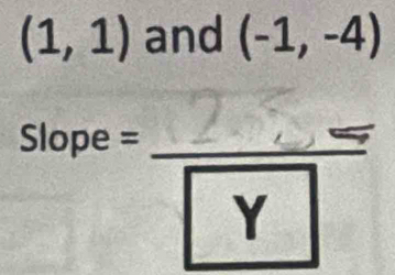 (1,1) and (-1,-4)
Slope =_ 
Y