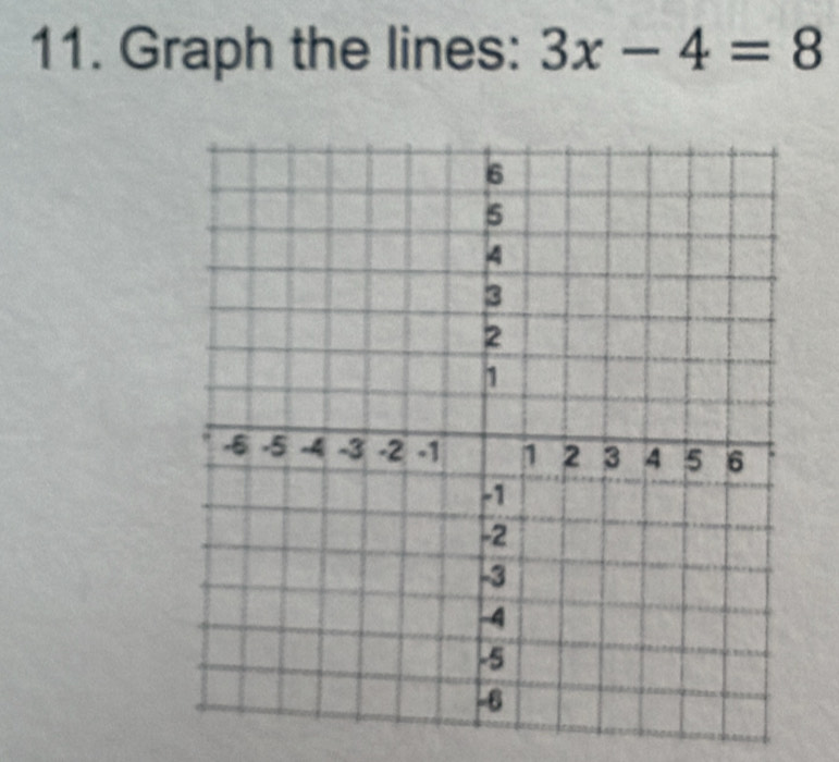 Graph the lines: 3x-4=8