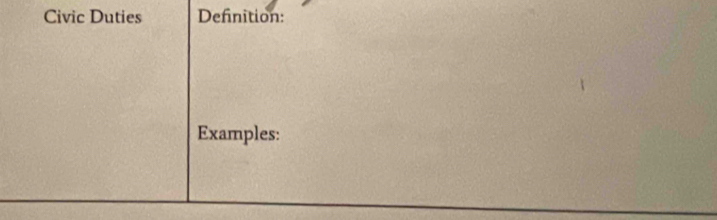 Civic Duties Definition: 
Examples: