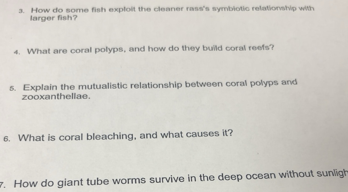 Gelöst:How do some fish exploit the cleaner rass's symbiotic ...