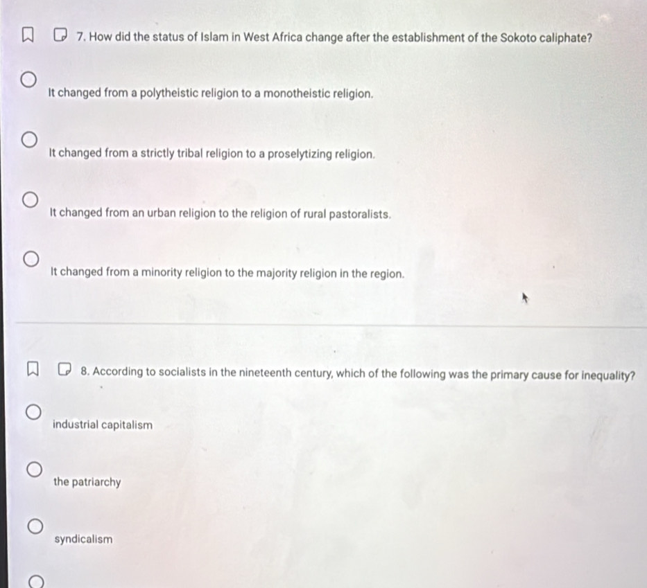 Solved: How did the status of Islam in West Africa change after the ...