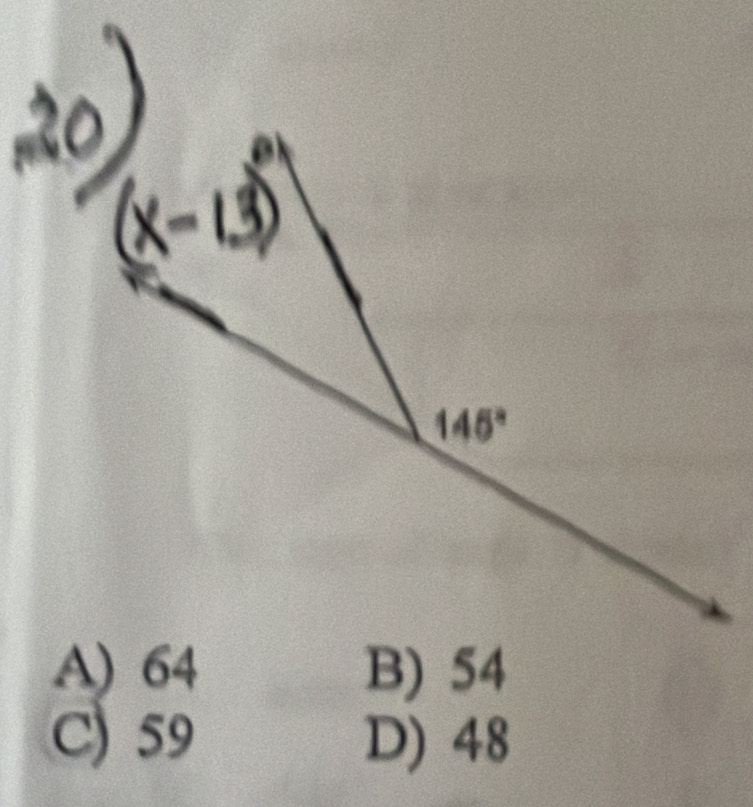 A) 64 B) 54
C) 59 D) 48