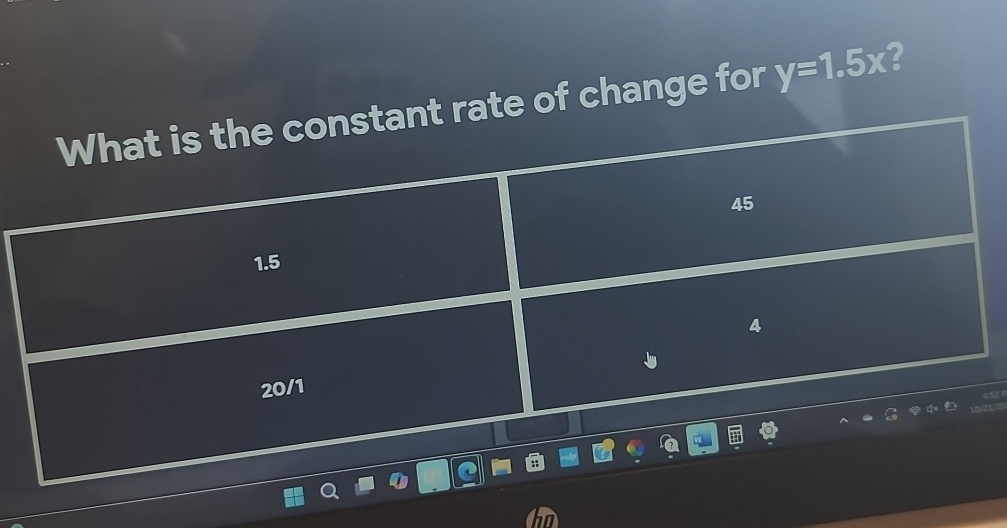 rate of change for y=1.5x 2