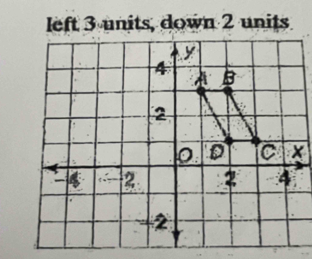 left 3 units, down 2 units