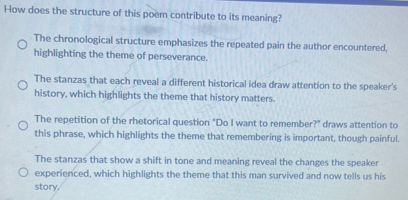 Solved: How does the structure of this poem contribute to its meaning ...
