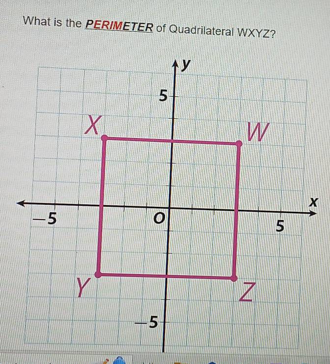 What is the PERIMETER of Quadrilateral WXYZ?
x