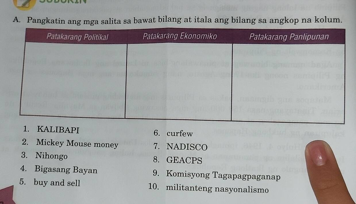 Solved: Pangkatin ang mga salita sa bawat bilang at itala ang bilang sa ...