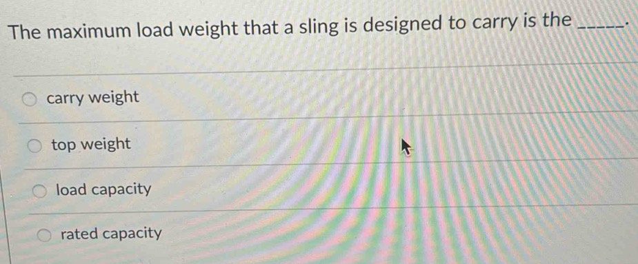 Solved: The maximum load weight that a sling is designed to carry is ...