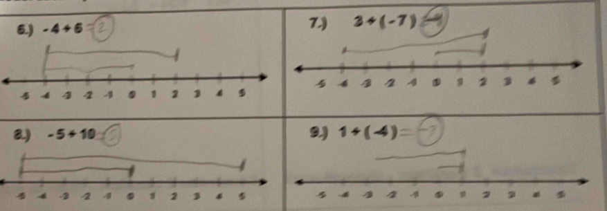 6.) -4+6=
8.) -5+10 9.) 1+(4)=