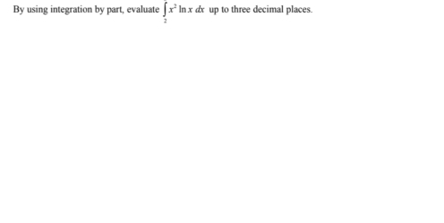 By using integration by part, evaluate ∈tlimits _2x^2ln x d up to three decimal places.