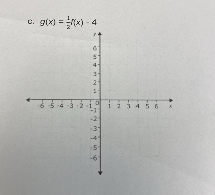 g(x)= 1/2 f(x)-4