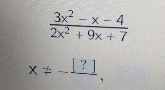 x!= -frac [?],