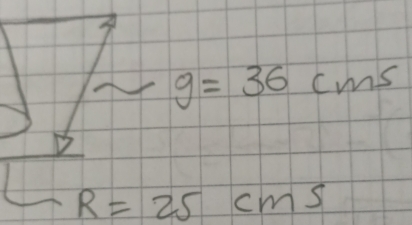 g=36cms
R=25c cms