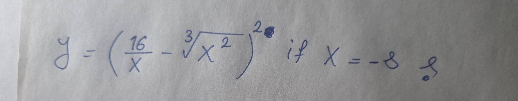 y=( 16/x -sqrt[3](x^2))^2 if x=-8