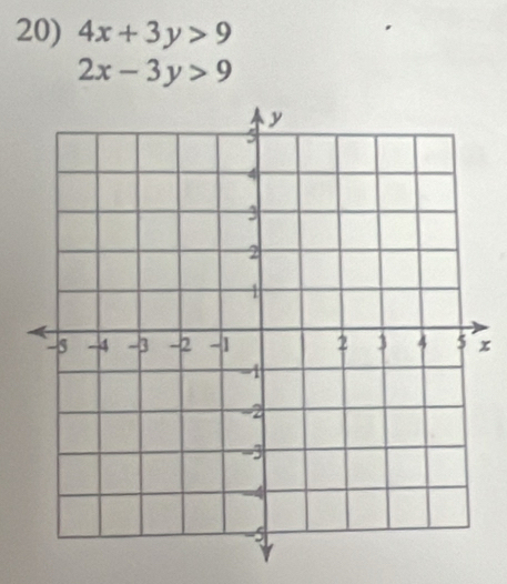 4x+3y>9
2x-3y>9
x