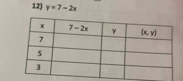 y=7-2x