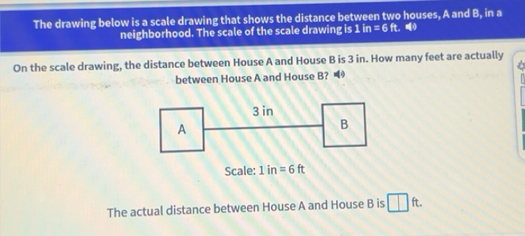 Solved: The drawing below is a scale drawing that shows the distance ...