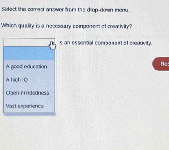 Solved: Select the correct answer from the drop-down menu. Which ...