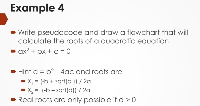 Solved: Example 4 Write pseudocode and draw a flowchart that will ...