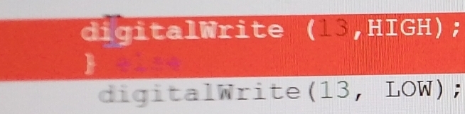 digitalWrite (13,HIGH); 
 
digitalWrite(13, LOW);