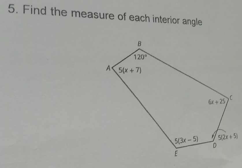 Find the measure of each interior angle