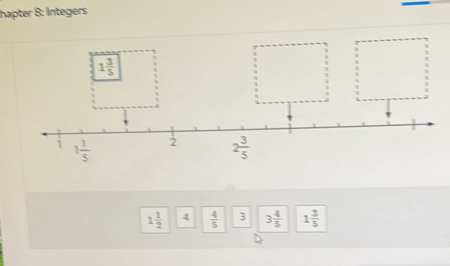 hapter 8: Integers
1 1/2  4  4/5  3 3 4/5  1 3/5 