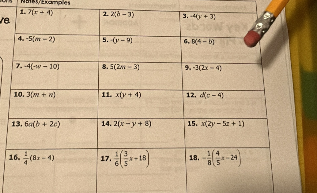 Notes/Examples
ve