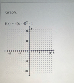 Graph.
f(x)=4(x-4)^2-1