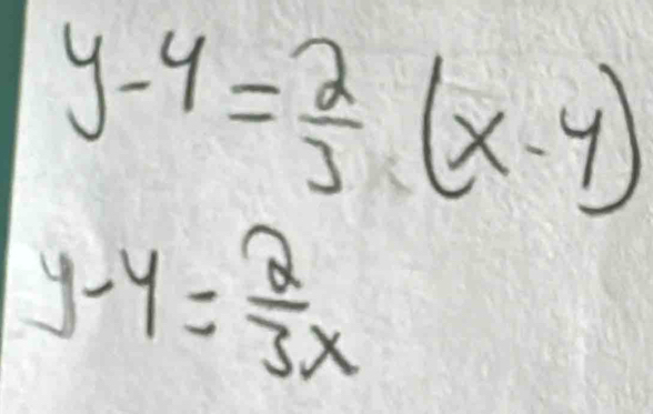 y-4= 2/3 (x-4)
y-4= 2/3x 