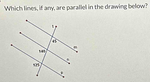 Which lines, if any, are parallel in the drawing below?