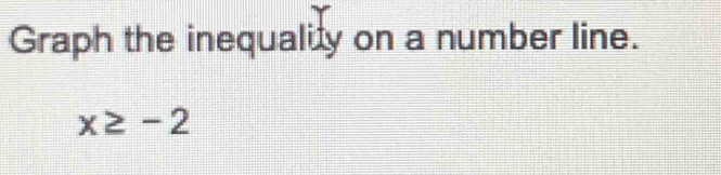Graph the inequality on a number line.
x≥ -2