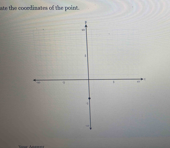 ate the coordinates of the point. 
Your Answer