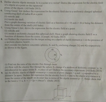 Solved: Define electric dipole moment. Is it a scalar or a vector ...