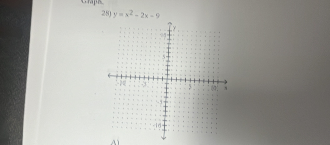 Graph. 
28) y=x^2-2x-9
A)