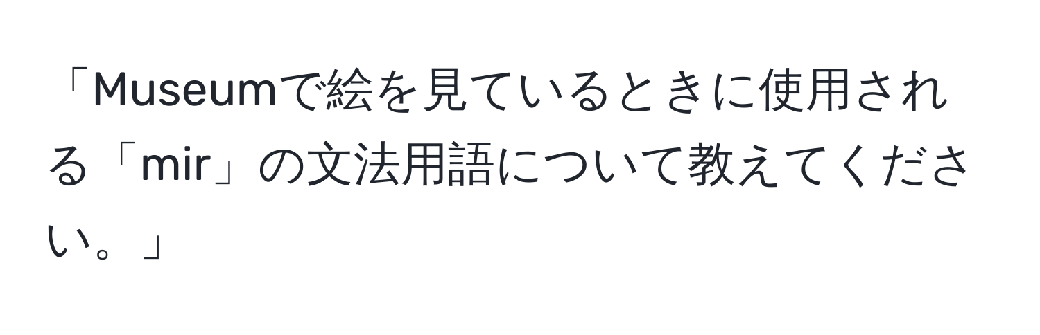 「Museumで絵を見ているときに使用される「mir」の文法用語について教えてください。」